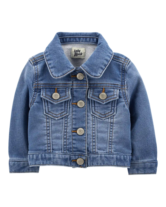 Baby Girl Knit-Like Denim Jacket - Dark Wash