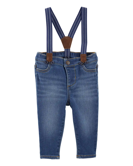 Baby Knit Denim Suspender Pants