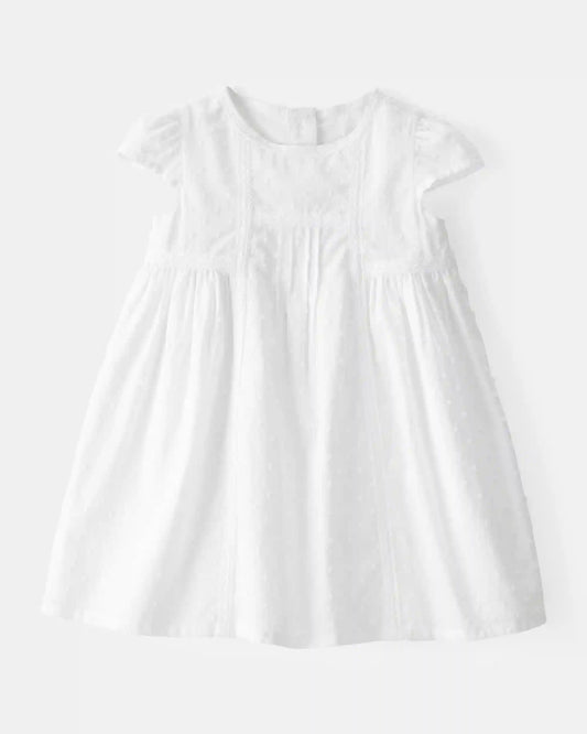 Baby Girl Textured Babydoll Dress - White