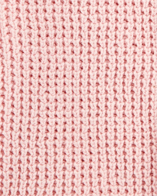 Baby Hooded Waffle Knit Cardigan - Pink