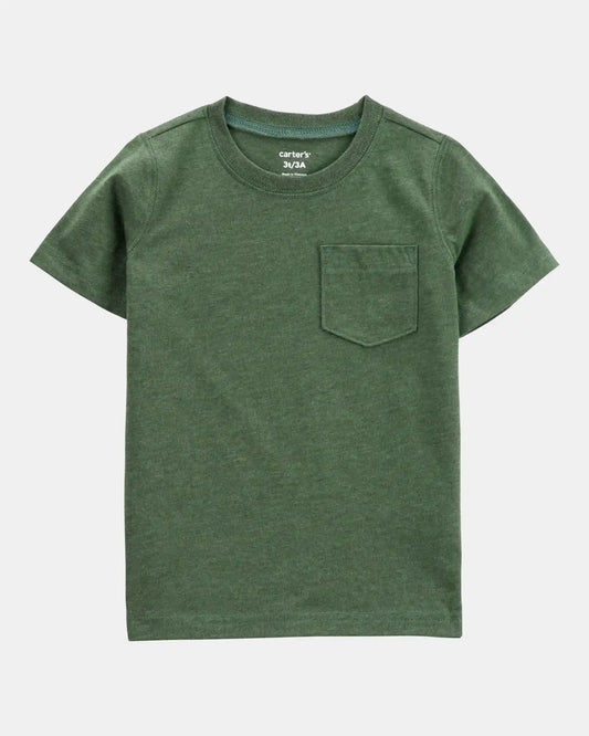 Baby Solid Short-Sleeve Pocket Tee - Dark Green