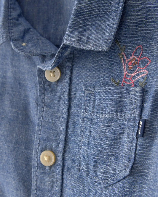 Baby Boy Disney© Winnie the Pooh Chambray Embroidered Button-Down Shirt - Medium Wash