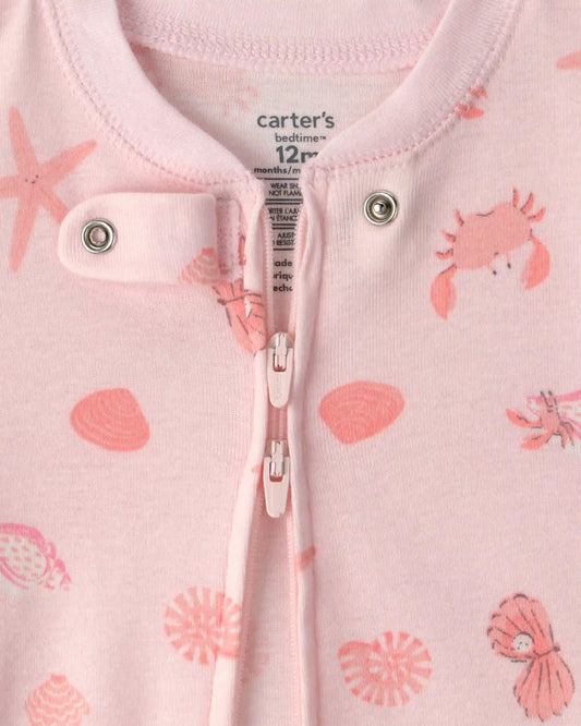 Baby Girl Seashell 100% Cotton Snug Fit 1-Piece Pajama - Pink