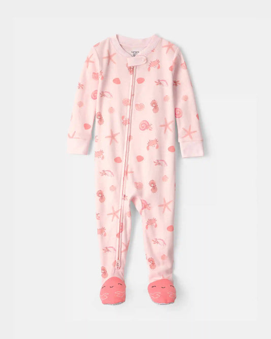 Baby Girl Seashell 100% Cotton Snug Fit 1-Piece Pajama - Pink