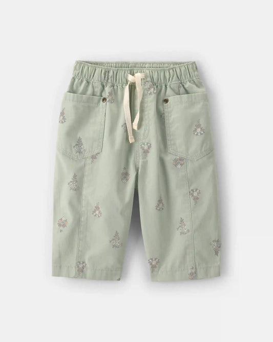 Baby Girl Floral Barrel Pants - Green