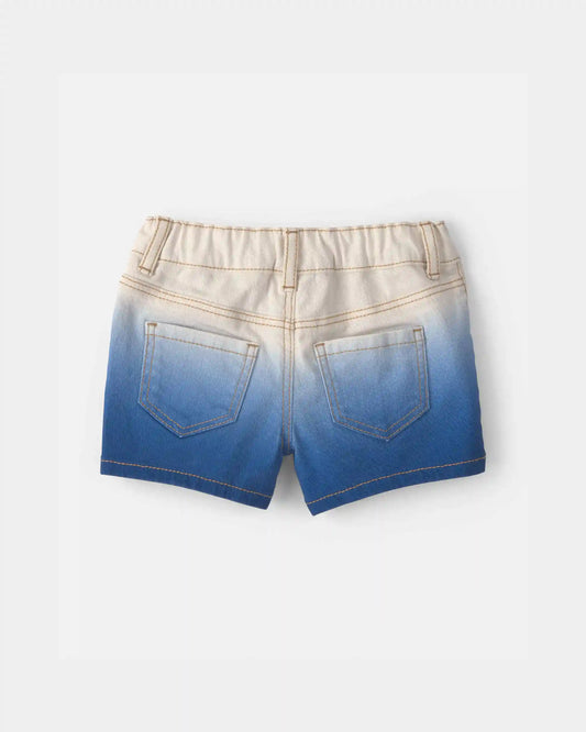 Baby Girl Ombre Twill Shorts - Blue/Ivory