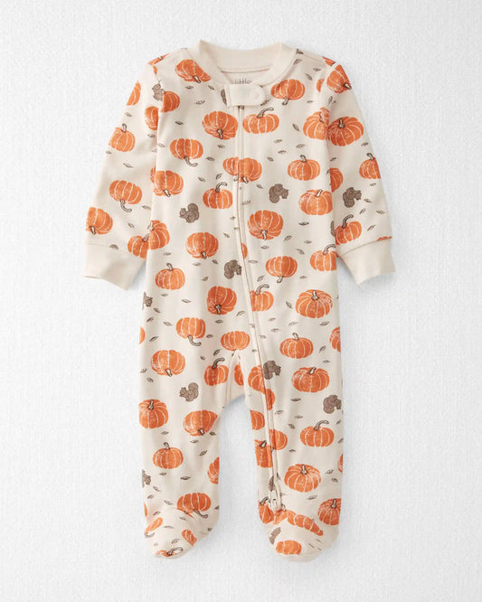 Baby Organic Cotton Sleep & Play Pajamas in Harvest Pumpkins