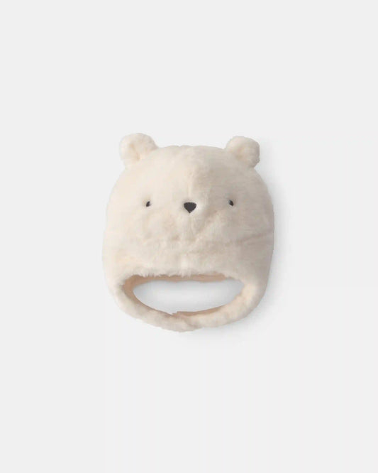 Baby Polar Bear Christmas Fleece Hat - Cream