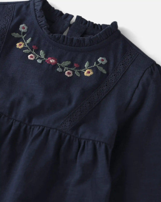 Baby Girl Organic Cotton Embroidered Peplum Top