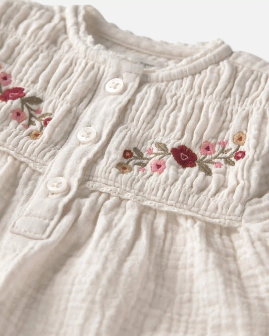 Baby Girl Organic Cotton Embroidered Gauze Top