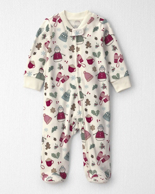 Baby Girl Organic Cotton Sleep & Play Pajamas in Winter Wonderland
