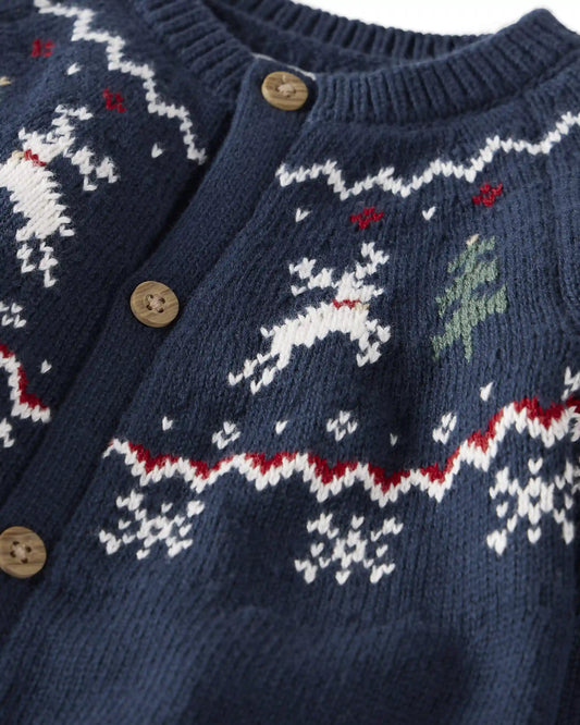 Baby Organic Cotton Fair Isle Sweater Knit Jumpsuit