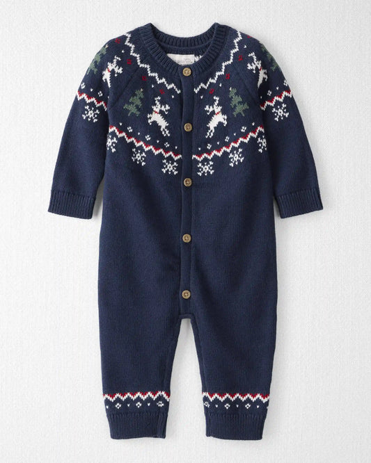 Baby Organic Cotton Fair Isle Sweater Knit Jumpsuit