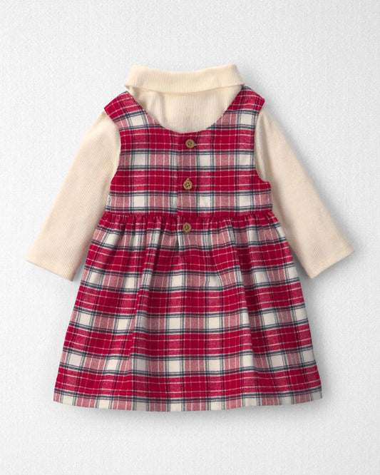 Baby Girl 2-Piece Organic Cotton Flannel Jumper Set