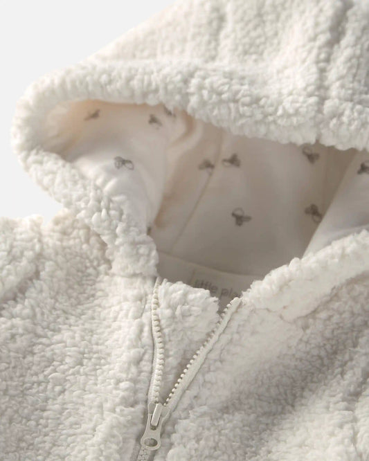 Baby Recycled Teddy Fleece Hooded Jumpsuit