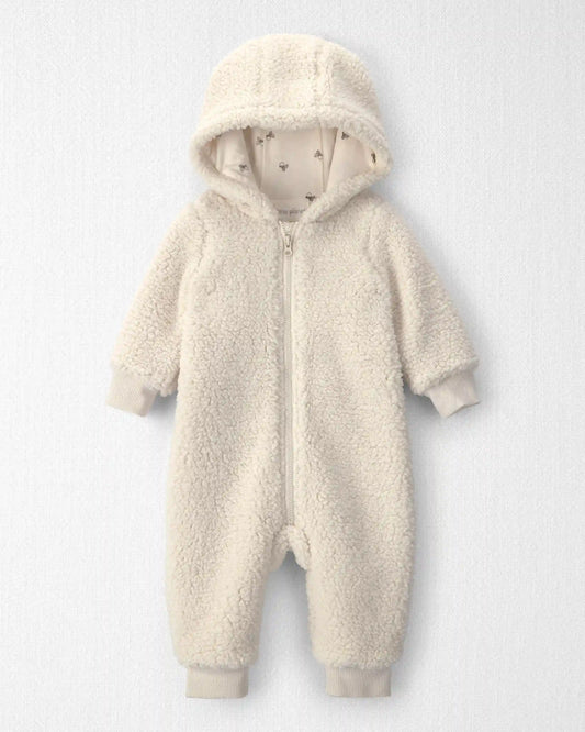 Baby Recycled Teddy Fleece Hooded Jumpsuit