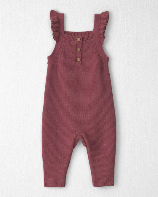 Baby Girl Organic Cotton Sweater Knit Overalls