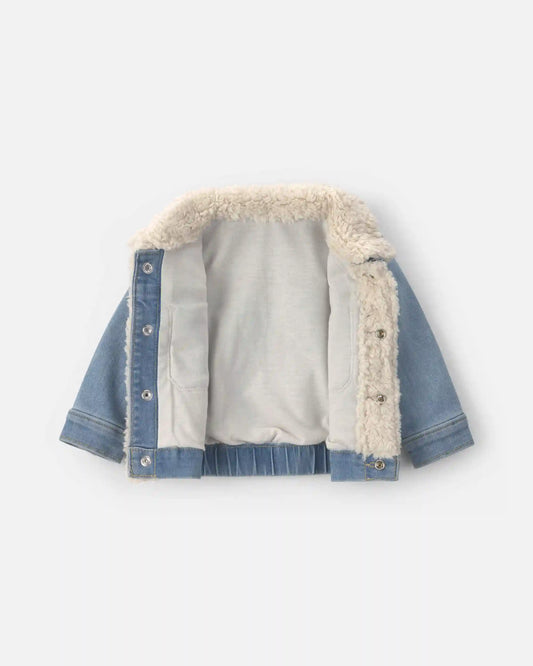 Baby Teddy Fleece-Lined Denim Jacket - Medium Wash