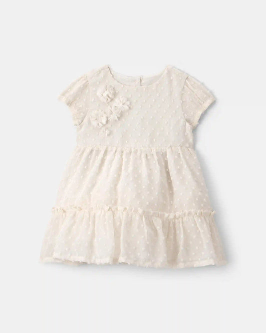 Baby Girl Swiss Dot Occasion Dress - Cream
