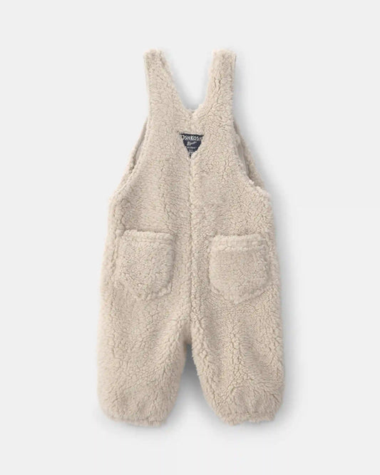 Baby Teddy Fleece Overalls - Cream