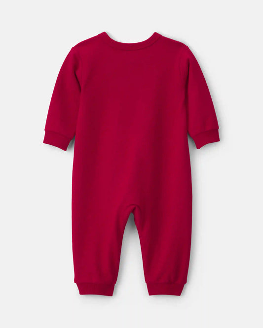 Baby 'Tiny Heart Big Love' Valentine's Day French Terry Long-Sleeve Jumpsuit - Red