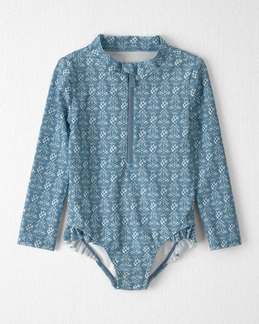 Toddler Girl Recycled Rashguard Swimsuit in Bloom Lagoon