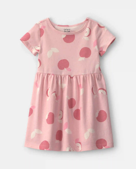 Toddler Girl Apple Short-Sleeve Dress - Pink