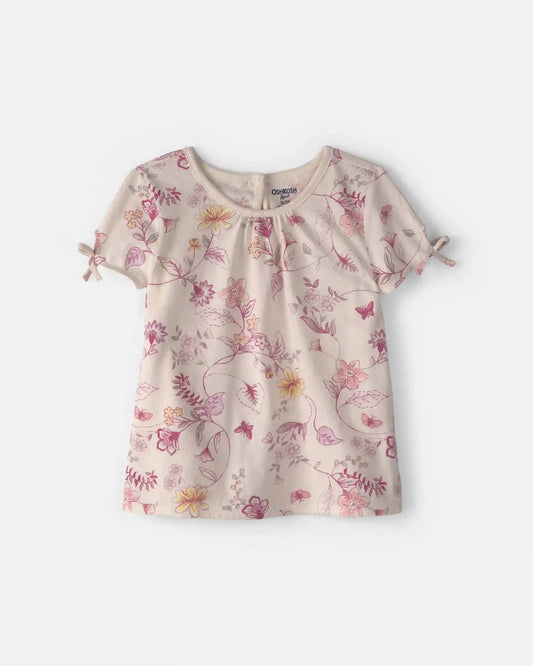 Toddler Girl Floral Tie-Sleeve Top - Ivory