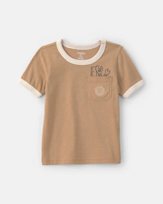 Toddler Boy Tools Embroidered Pocket Graphic Tee - Tan