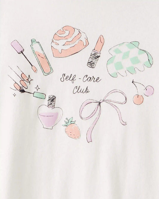 Girls 'Self Care' Long-Sleeve Graphic Tee - Ivory