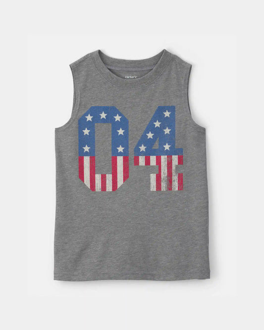 Boys Fourth of July Graphic Tank - Grey