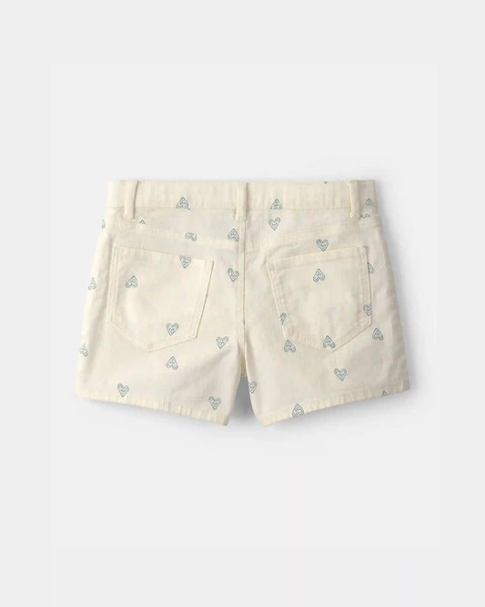 Girls Heart Denim Shorts - Ivory