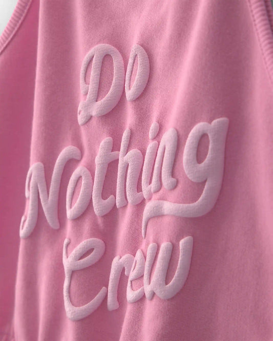 Girls 'Do Nothing Crew' French Terry Romper - Pink