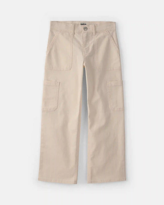 Girls Straight-Leg Cargo Pants - Cream