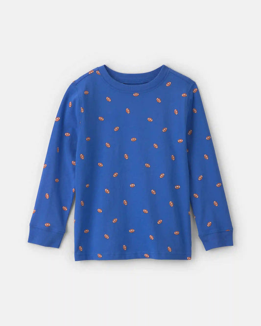 Boys Football Long-Sleeve T-Shirt - Blue