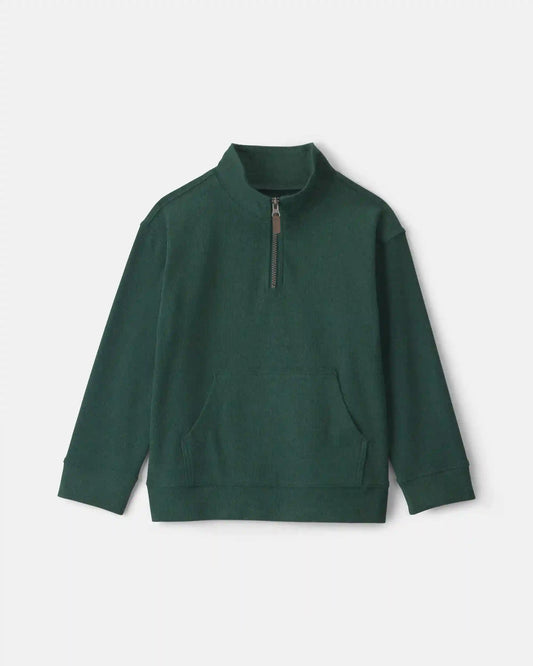Boys Quarter-Zip Rib Pullover Sweatshirt - Green