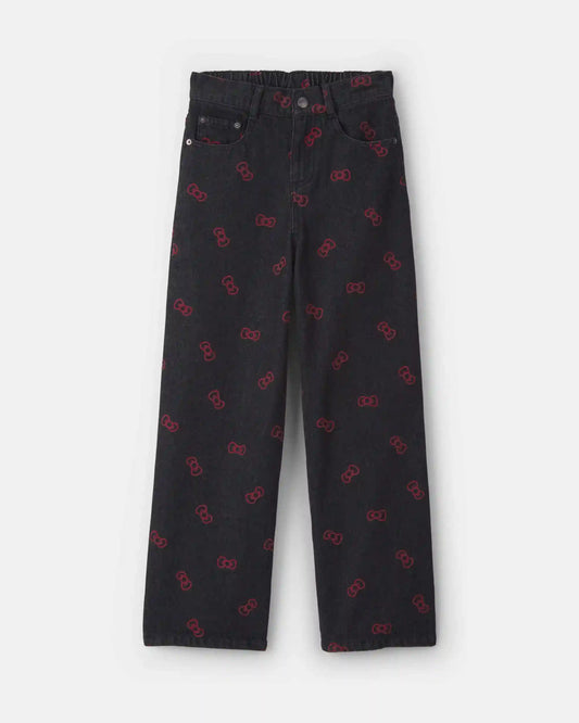 Girls Hello Kitty® Bow Baggy Jeans - Black/Red