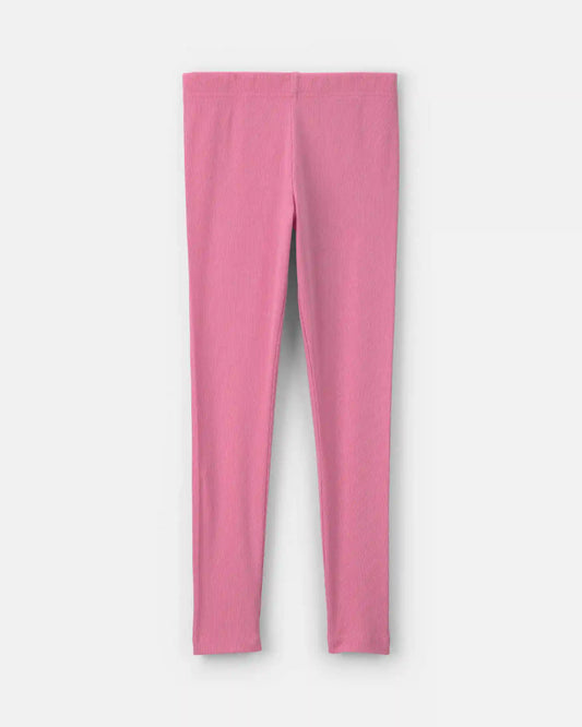 Girls Pull-On Stretch Rib Leggings - Pink