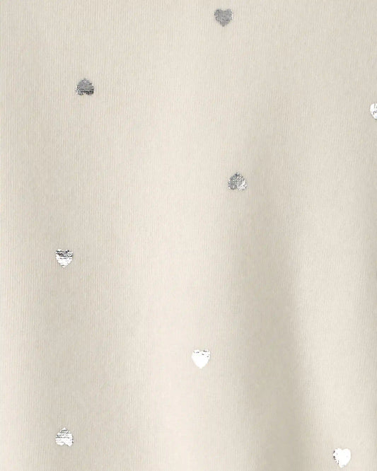 Girls Heart Fleece Pullover Sweatshirt - Cream
