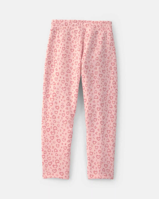 Girls Leopard Fleece Barrel Pants - Pink