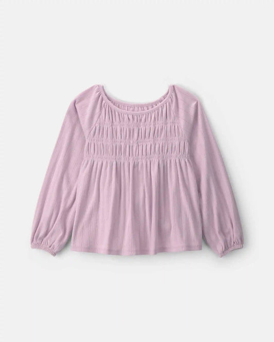Girls Long-Sleeve Peplum Top - Purple