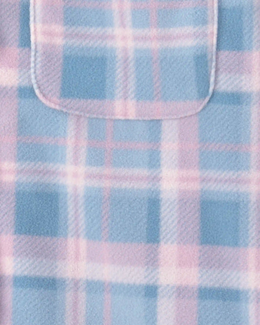 Girls Plaid Fleece Jacket - Blue