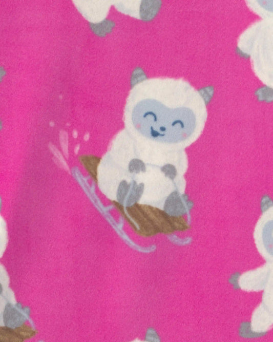 Girls 2-Piece Dream Plush Yeti Snug Fit Pajama Set - Pink