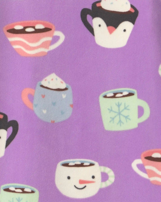 Girls 2-Piece Hot Cocoa DreamPlush Snug Fit Pajama Set - Purple
