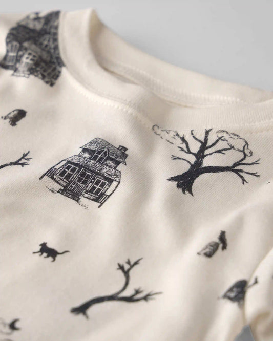 Kids 2-Piece Organic Cotton Pajamas in Spooky Village