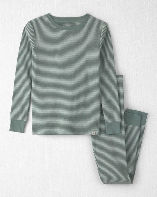 Kids 2-Piece Organic Cotton Ribbed Pajamas in Stripes
