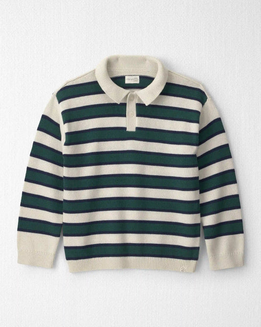 Boys Organic Cotton Sweater Knit Polo in Stripes