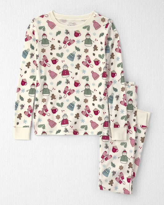 Girls 2-Piece Organic Cotton Pajamas in Winter Wonderland