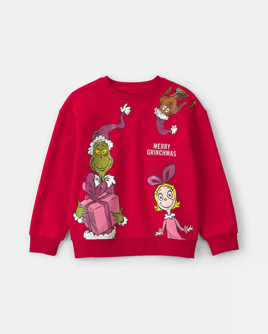Girls Dr. Seuss™ The Grinch Christmas Fleece Pullover Sweatshirt - Red