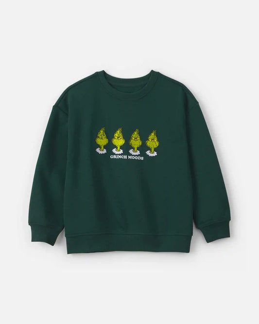 Boys Dr. Seuss™ The Grinch Embroidered Christmas Fleece Pullover Sweatshirt - Green